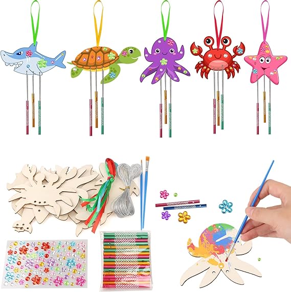 YOTOY Kids DIY Coloring Wind Chime Kits Arts