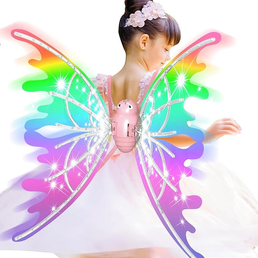 Aesthetic Fairy Wings for Girls Toys, Light Up Butterfly Fairy Wings